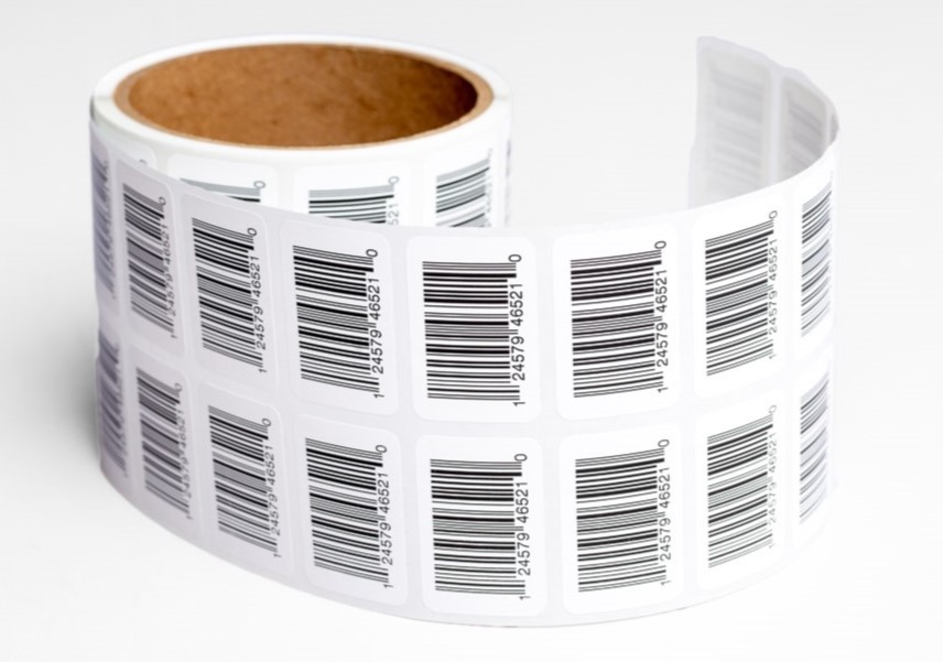 A spool of barcode labels.